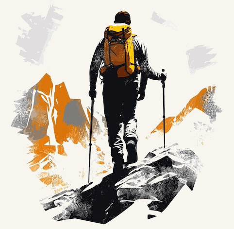 Exemple de dessin représentant Lucas mountainwalker en randonnée